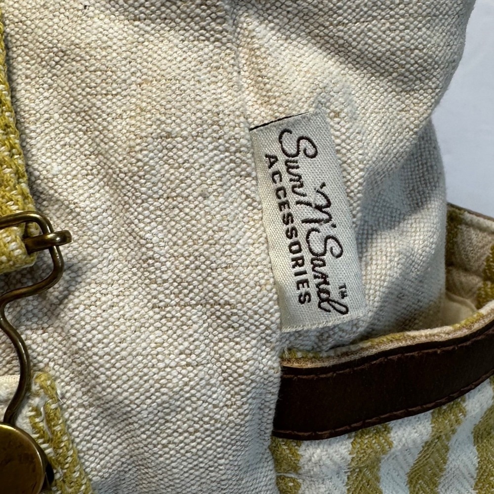Sun‎ N Sand Tote Bag Womens Large Yellow Striped Canvas Multi-Pocket Beach - Picture 4 of 8